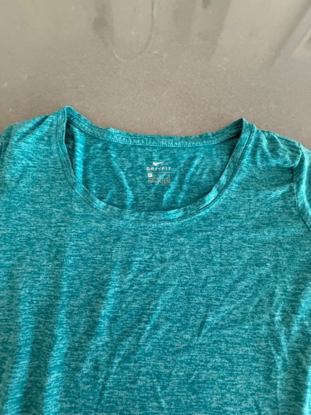Women's NIKE Dri-Fit Teal Fitted Scoop Neck Short Sleeve Shirt XL X-Large